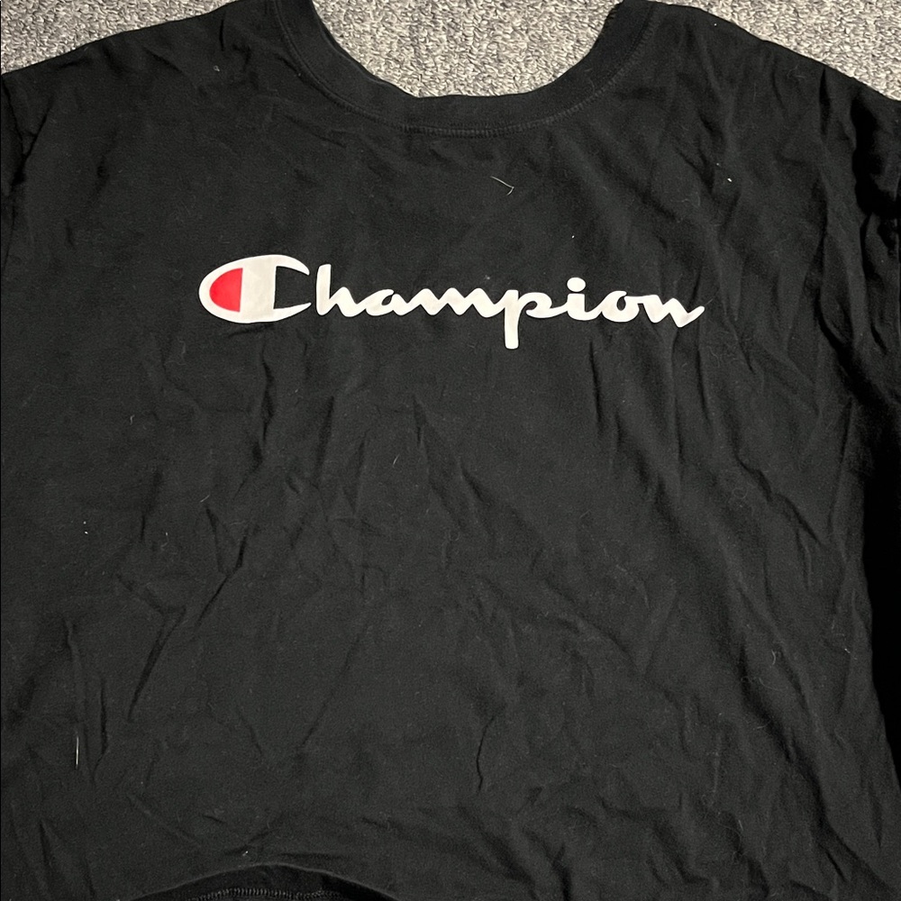 Champion Black Tee with Iconic Logo